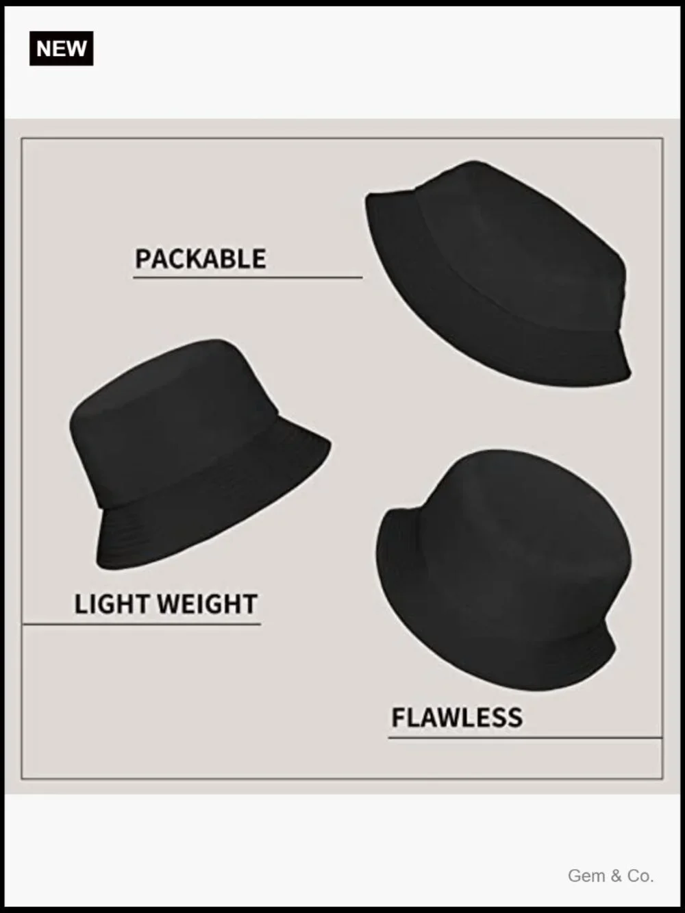 Unisex Bucket Hat UPF 50+ Sun Protection Cotton Foldable Packable Summer Beach